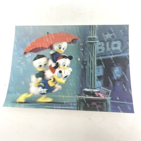 Disney 3D Lenticular Donald Duck Huey Dewey Louie Vintage Postcard Toppan Top - Picture 1 of 3